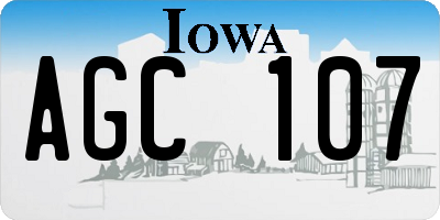 IA license plate AGC107