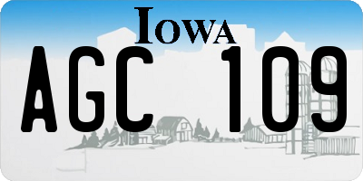 IA license plate AGC109
