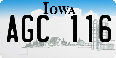 IA license plate AGC116