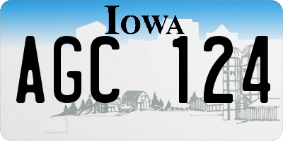 IA license plate AGC124