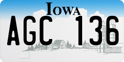 IA license plate AGC136