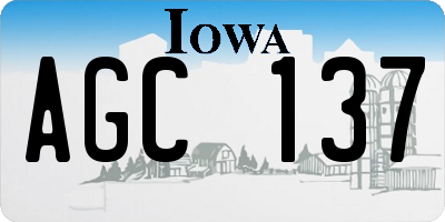IA license plate AGC137