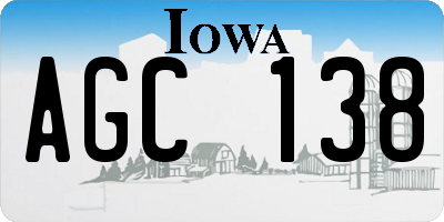 IA license plate AGC138