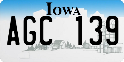 IA license plate AGC139