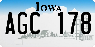 IA license plate AGC178
