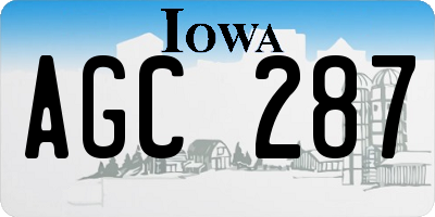IA license plate AGC287
