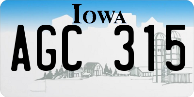 IA license plate AGC315