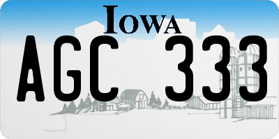 IA license plate AGC333