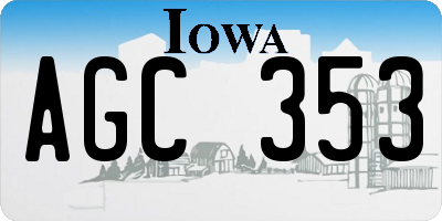 IA license plate AGC353