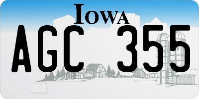 IA license plate AGC355