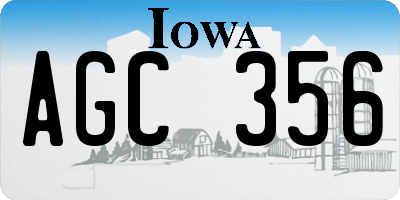IA license plate AGC356