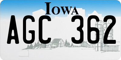 IA license plate AGC362