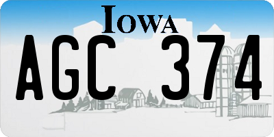IA license plate AGC374