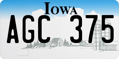 IA license plate AGC375
