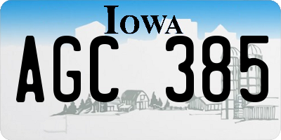 IA license plate AGC385