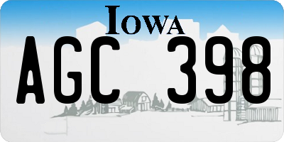 IA license plate AGC398