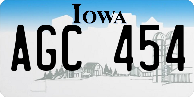 IA license plate AGC454