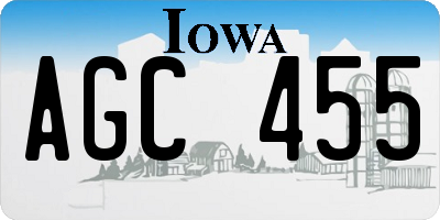IA license plate AGC455