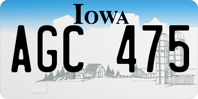 IA license plate AGC475