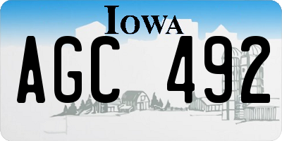 IA license plate AGC492