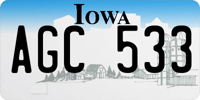IA license plate AGC533