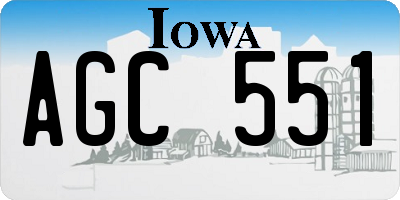 IA license plate AGC551