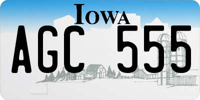 IA license plate AGC555