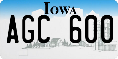 IA license plate AGC600