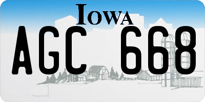 IA license plate AGC668