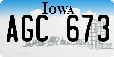 IA license plate AGC673