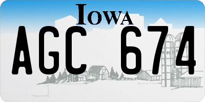 IA license plate AGC674