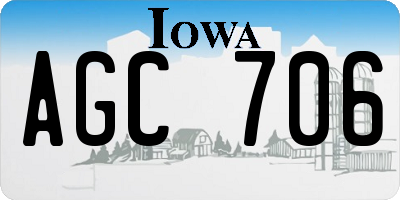 IA license plate AGC706
