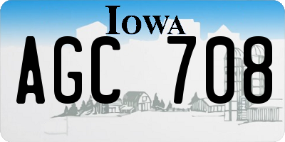 IA license plate AGC708