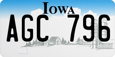 IA license plate AGC796
