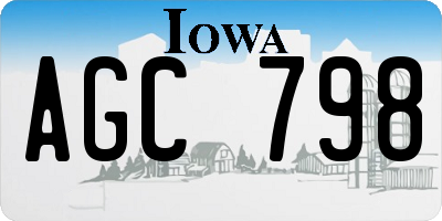 IA license plate AGC798
