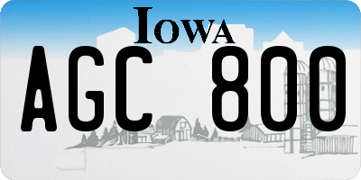 IA license plate AGC800
