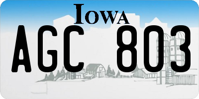 IA license plate AGC803
