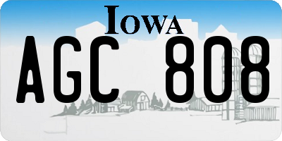 IA license plate AGC808