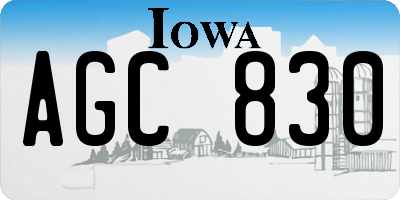 IA license plate AGC830