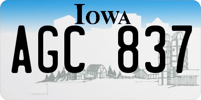 IA license plate AGC837