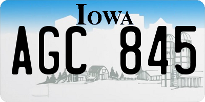 IA license plate AGC845