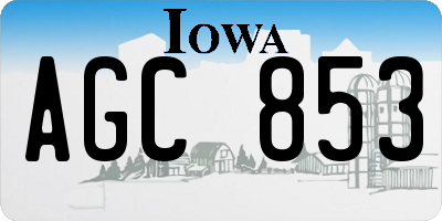 IA license plate AGC853