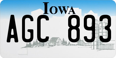 IA license plate AGC893