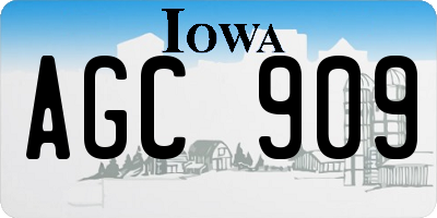 IA license plate AGC909