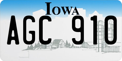 IA license plate AGC910