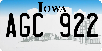 IA license plate AGC922