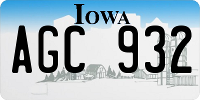 IA license plate AGC932
