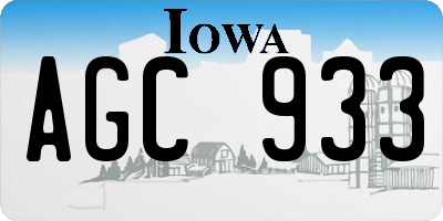 IA license plate AGC933