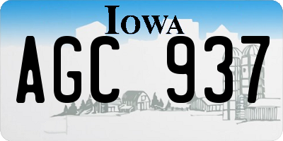 IA license plate AGC937