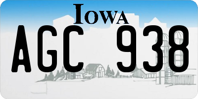 IA license plate AGC938
